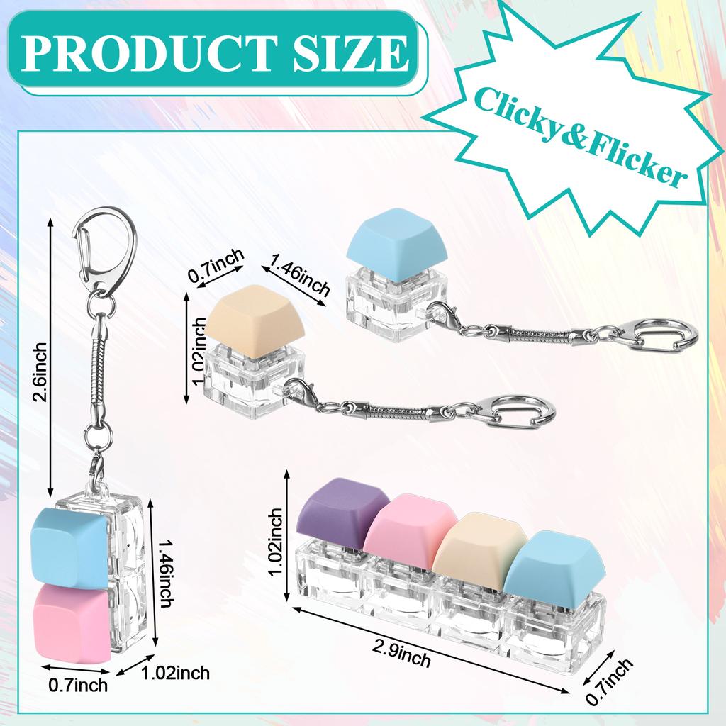 4 Pcs Keyboard Fidget Keychain Keyboard Clicker Fidget Decompression Toys Keyboard Fidget Clicker Finger Keyboard Toys Stress Re