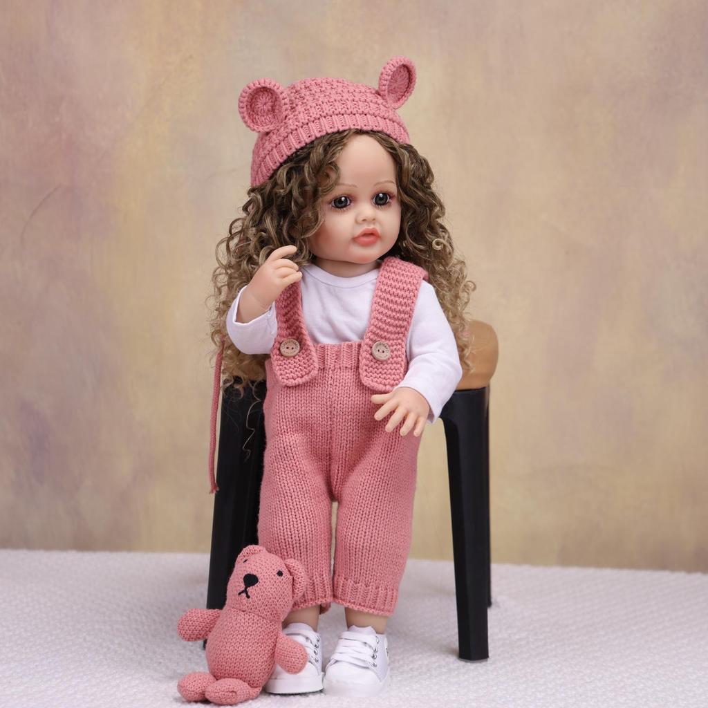 Cute Reborn Baby Girl Dolls Full Silicone Vinyl Can Bathe Lifelike Newborn Babies Doll Wear Wool Clothes Kids Playmate Toy Easter Decoration