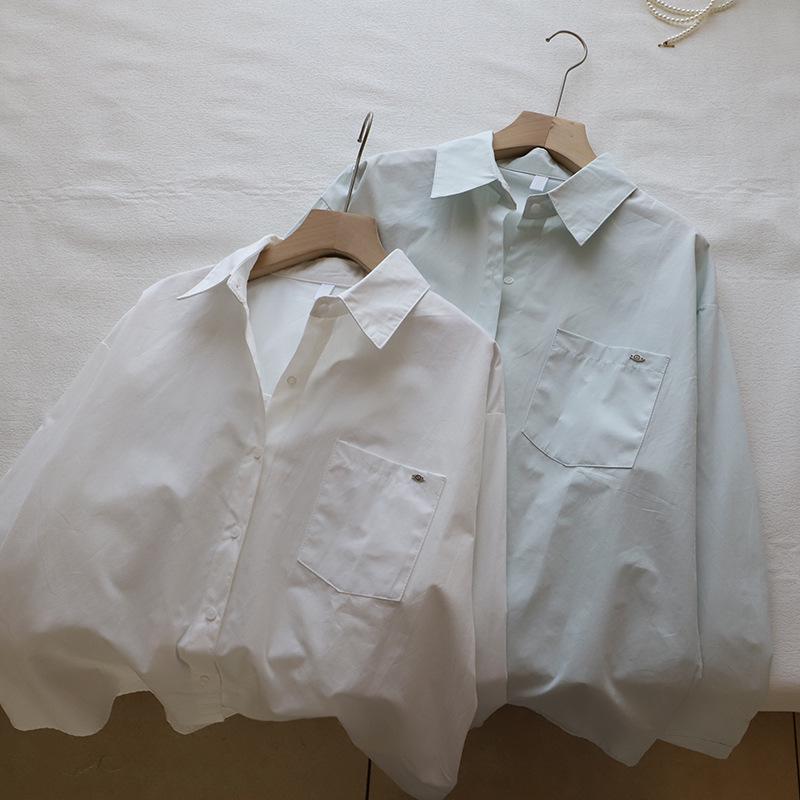 Buntes 2025 Koreanischer Stil Damen Locker Übergroß Langärmliges Hemd