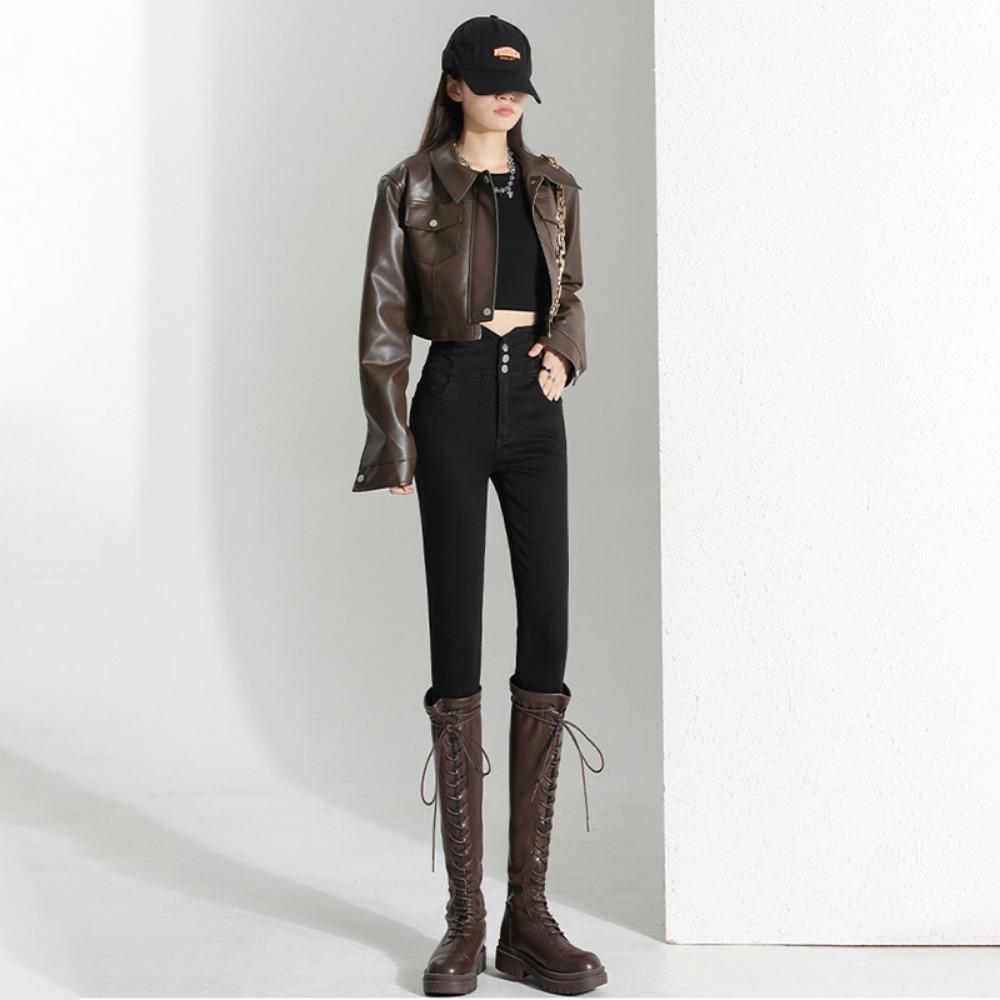 High-waisted Jeans Women's Autumn and Winter 2025 New Elastic Design Feeling Thin Spice Girl Pants Pencil Pants