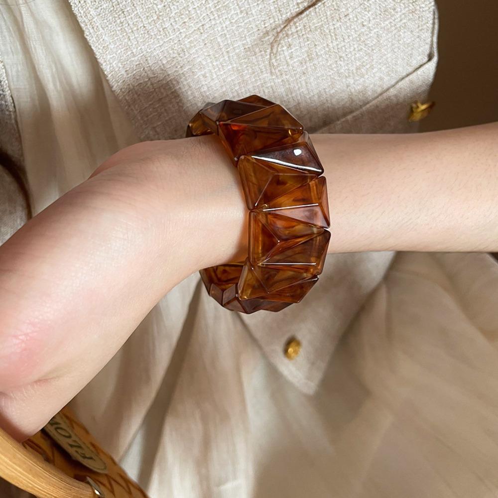 Wide Triangle Irregular Wide Bracelet Smudging Retro Hand Ring Unique Acrylic Bangle  Friend Gift
