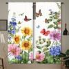 2pcs Semi-Transparent Yellow Sunflower Print Curtains Rod Pocket Design for Bedroom Office Kitchen & Living Room Window Decor