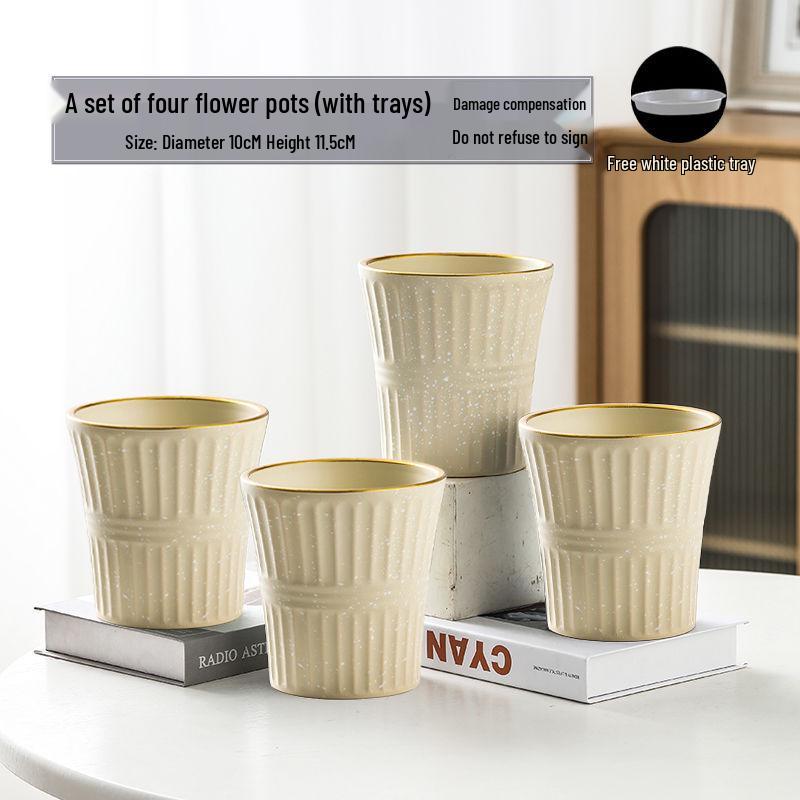 Nordic High-Leg Ceramic Orchid Pot: Durable, Artistic for Home or Balcony Use