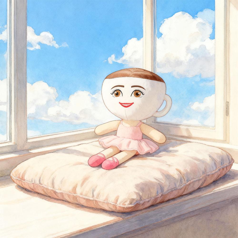 Unique Teacup - Head Plush Doll with Ballet Tutu Soft Stuffed Toy for Girls Toddlers Kids Imaginative Play Gift