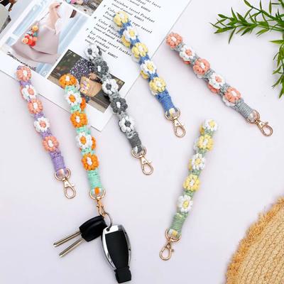 Řemínek na zápěstí k telefonu Boho Macrame Ručně tkaný přívěsek na klíče k mobilnímu telefonu Přívěsek na zápěstí