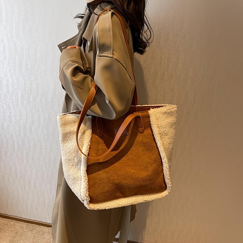 Women's Vintage Lambswool Fluffy Bag Frosted Shoulder Bag Suitable For Commuting Study Work Casual