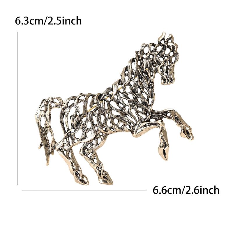 

Vintage Minimalist Hollow Horse Brooch For Man And Wome Creative Personality Pin Casual Party Accessories Year Gifts