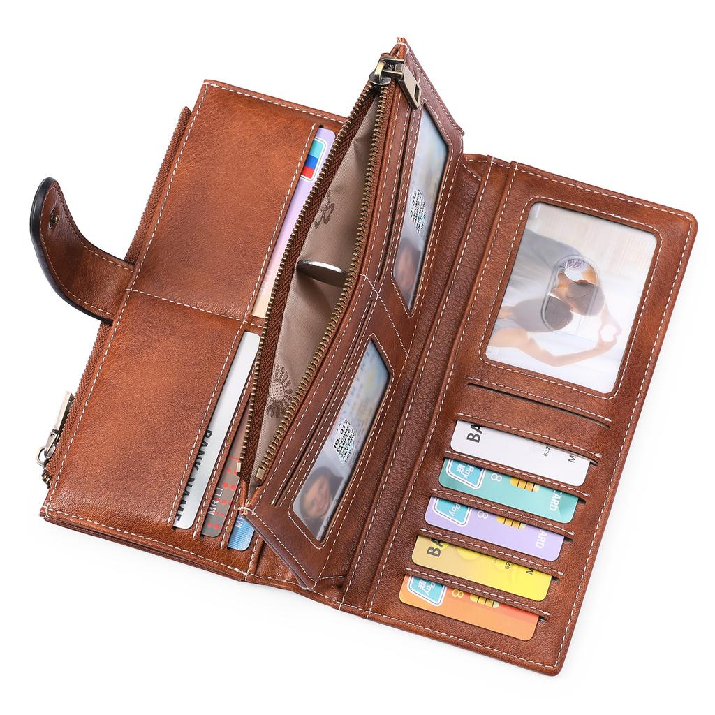New women's long wallet retro three-fold mobile phone bag