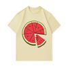 Men's 100% Cotton Crew Neck Short Sleeve T-Shirt, Creative Watermelon Slice Pizza Pattern Casual Summer Breathable Comfortable Loose Fit Tee for Daily