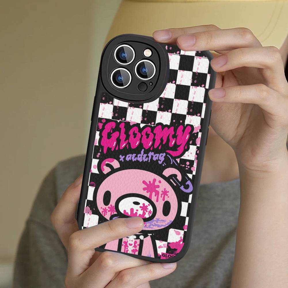 Cute G-Gloomy B-Bear Phone Case For IPhone 16 15 14 13 12 11 Pro Max Plus Leather Soft Cover
