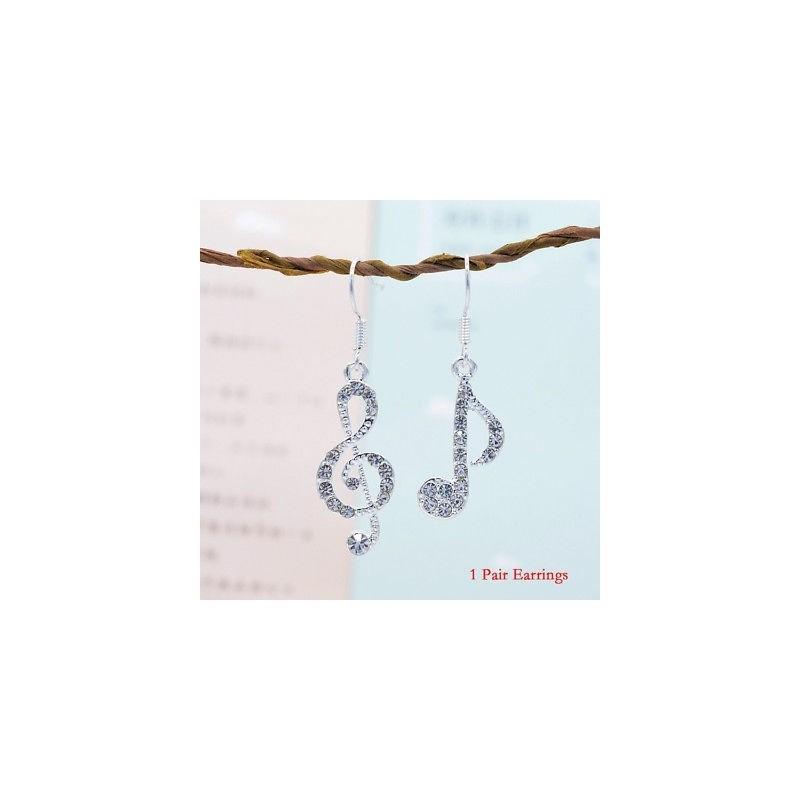 Fashion Crystal Rhinestone Music Ear Earrings Stud