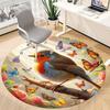 1PC Butterfly Bird Office Round Area Rug, Mat Suitable For Office, Under Office Chairs Bedroom Living Room Home Decor, Room Deco