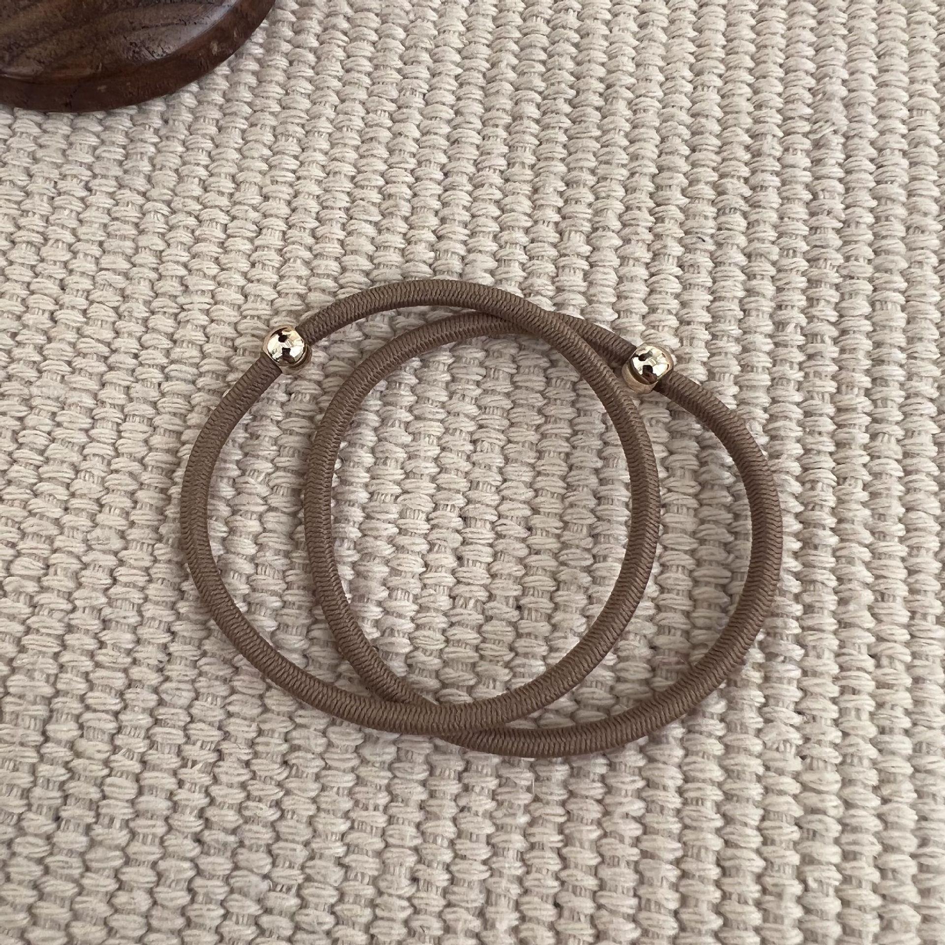 

Два комплекта резинок для волос с коричневыми золотыми бусинами - высокие эластичные, простые резинки для волос хаки