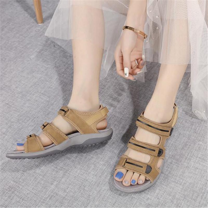 Genuine Leather Wedge Women Sandals Casual Comfort Flat Sandals Women Open Toe Beach Shoes Woman Footwear Sandalias Treking