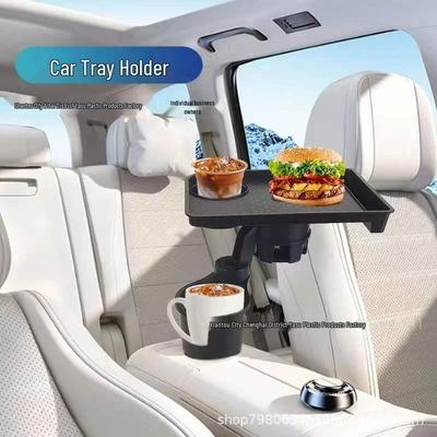 Car Cup Holder Expander & Organizer: Small Dining Tray for Drinks, Coffee, and Snacks
