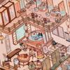 Cartoon Capybara Landscape Sticker Kawaii 3D Miniature Scene DIY Cabin Scene Visual Stacking Pasting Sticker Gift for