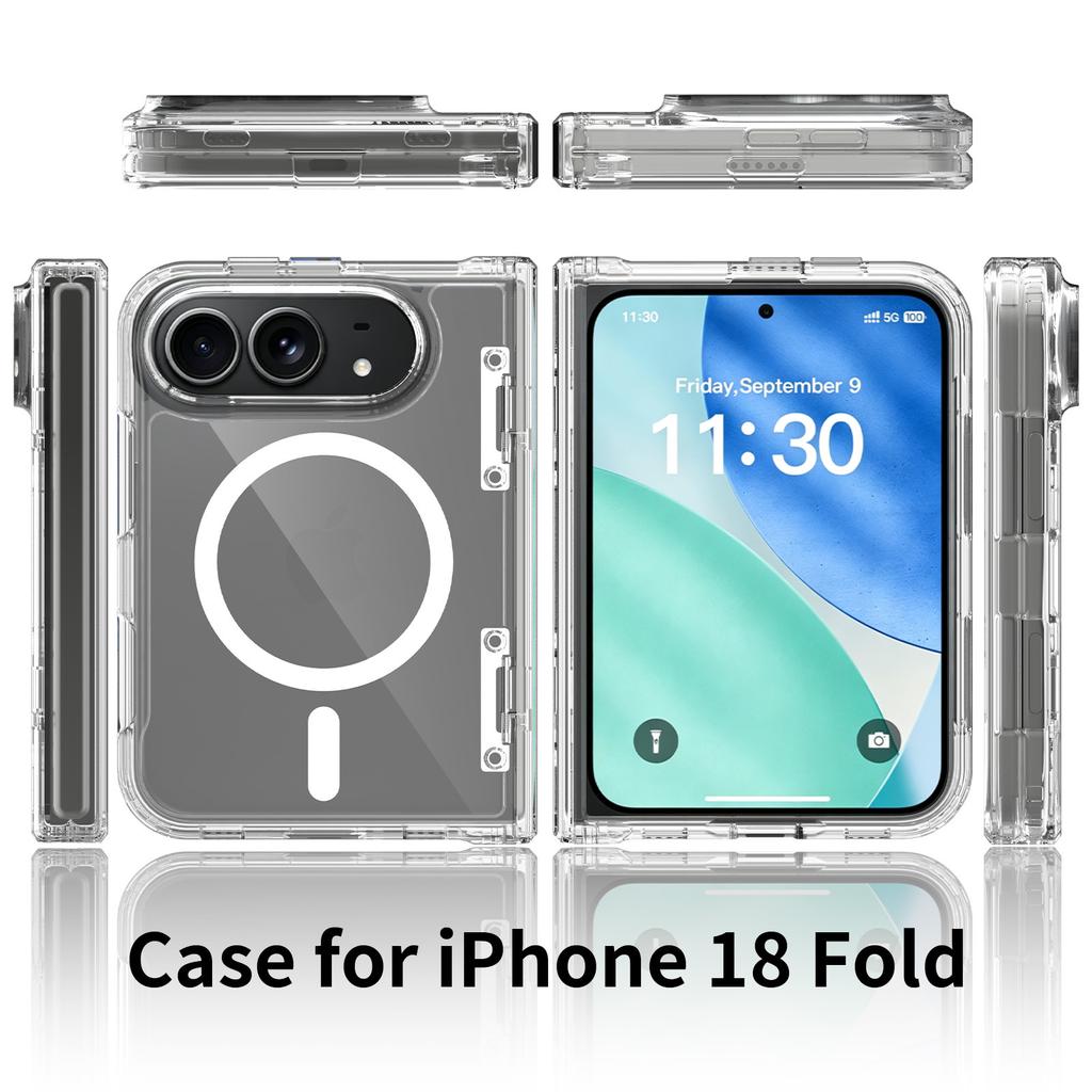 Apple 11fold Mobile Phone Case Transparent with Side Cover Magnetic Suction One-piece Iphone11 Left and Right Folding Protective Case