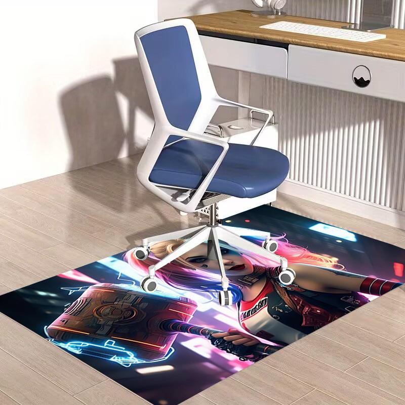 1pc Office Carpet Chair Mats Cyberpunk Neon Warrior Perfect for Decorating Office Chairs, Living Rooms, Or Bedrooms,Polyester Carpet
