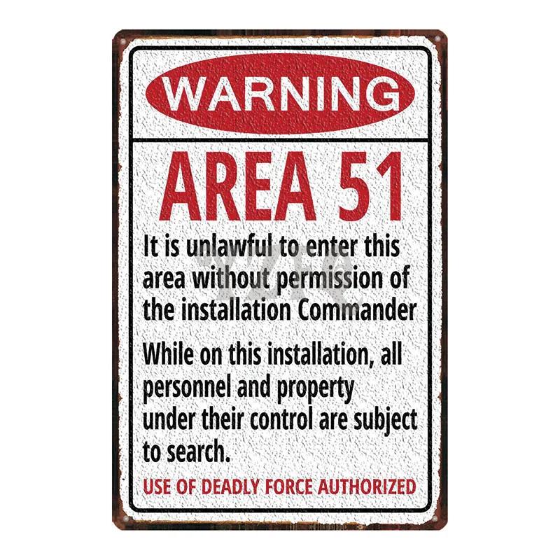 Area 51 Warninng No Trespassing  Retro Metal Sign  Wall kitchen  Home Art Vintage Decor Metal Poster 30X20CM DU-2853
