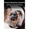 POEDAGAR Luxury Men Clock Hollow Tourbillon Automatic Mechanical Watch Waterproof Luminous Stainless Steel Watches+Box