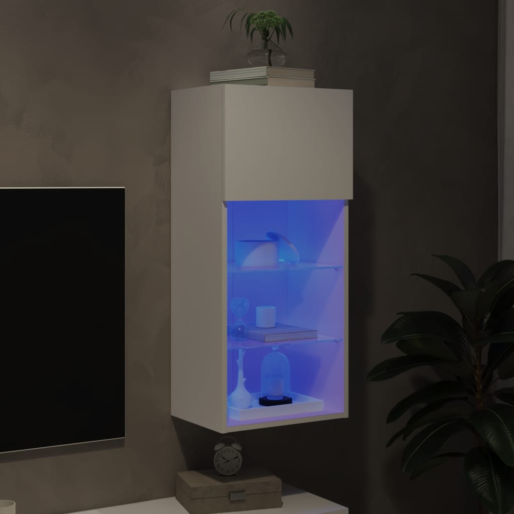 TV Cabinet with LED Lights White 40.5 X 30 X 90 Cm