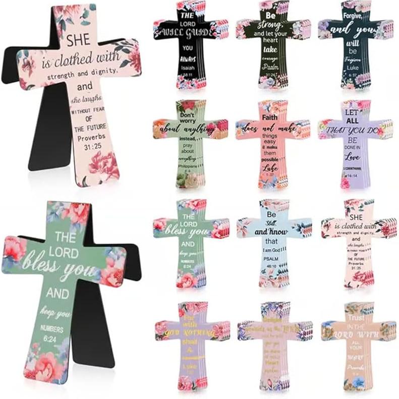 

Magnetic Cross Bookmarks Gifts with Inspiration Sayings, Christian Religious Bible Verses Magnet Book Marker Clips Gifts for Bible Study Readers B (16 Pcs)