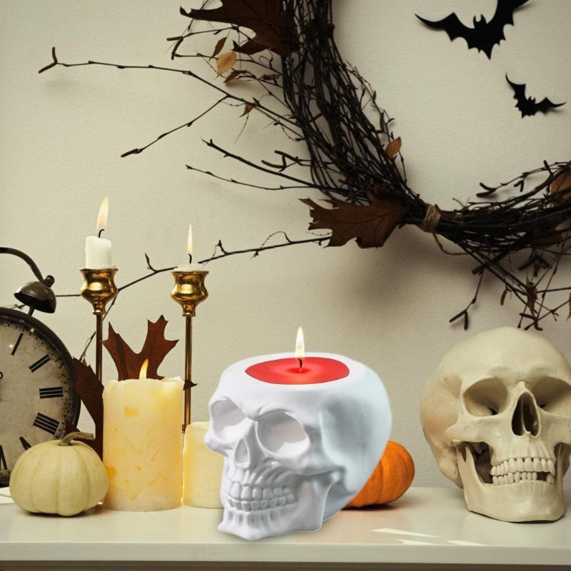 Totenkopf Kerzenständer Form Aromatherapie Behälterform Kerzenhalter Silikonform Teelichtformen Halloween Dekorationen