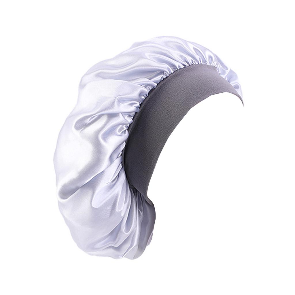 Large Brim Nightcap Sleeping Hat Satin Bonnet Wide Band Silk Sleep Cap Bathing Shower Caps for Women Curly Hair