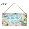 Holiday Decoration for Home Summer Wooden Hanging Sign, Beach Theme Welcome Sign Front Door Decor with Wall Rope, Colorful Hanger Seasonal Farmhouse