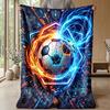 Soccer Ball Energy Burst Theme blanket Lightweight Warm Flannel Blanket Decorative Throw Blanket for Home Decoration