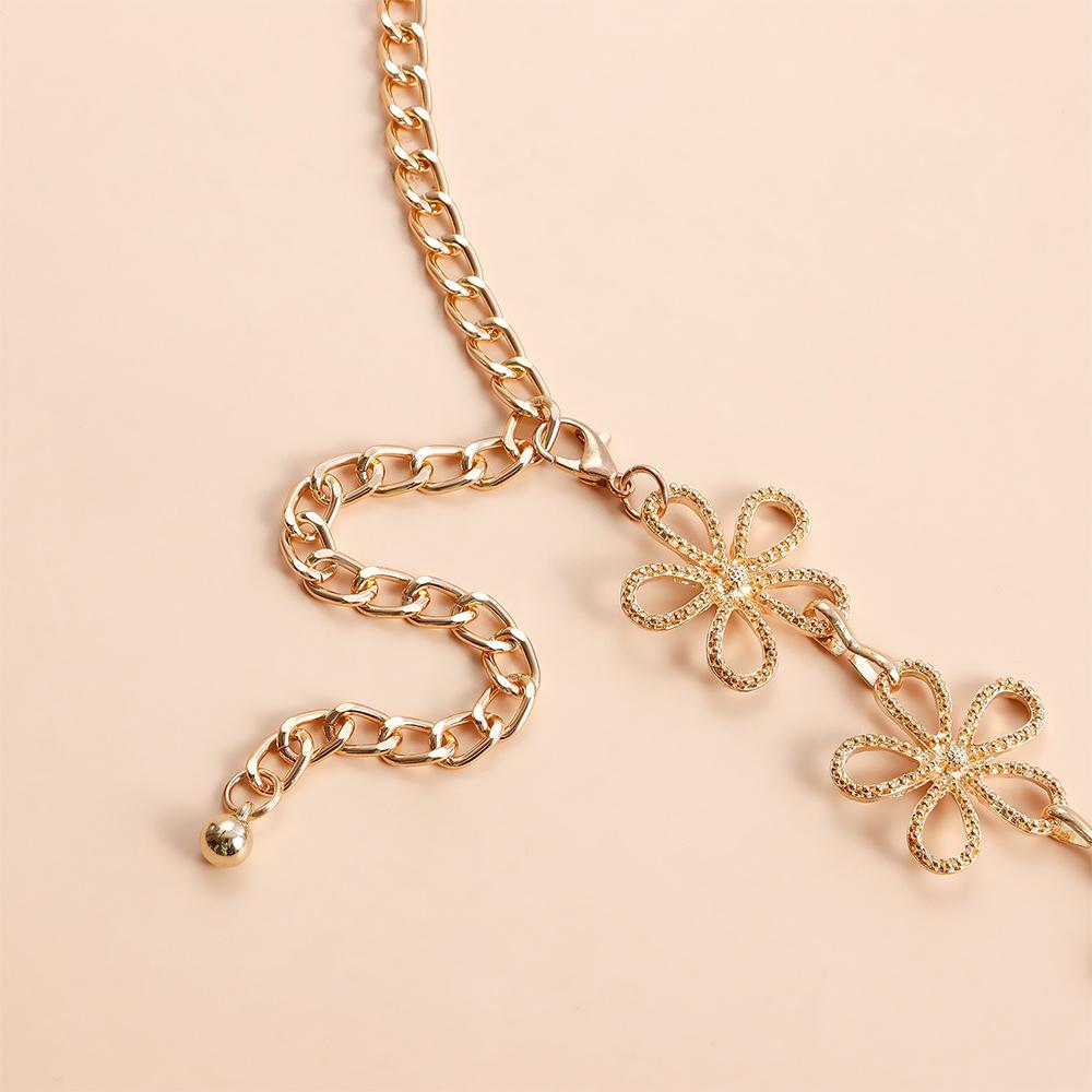 Punk Vintage Metal Flower Waist Chain for Women Summer Beach Bikini Belly Belt Y2K Jewelry Accessories