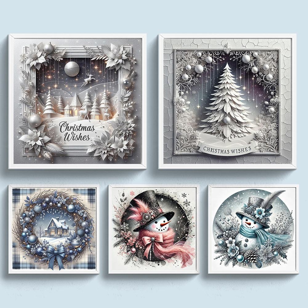 Xmas Printed Cross Stitch Kit 40x40cm DIY 11CT Embroidery Craft Set Home Decor