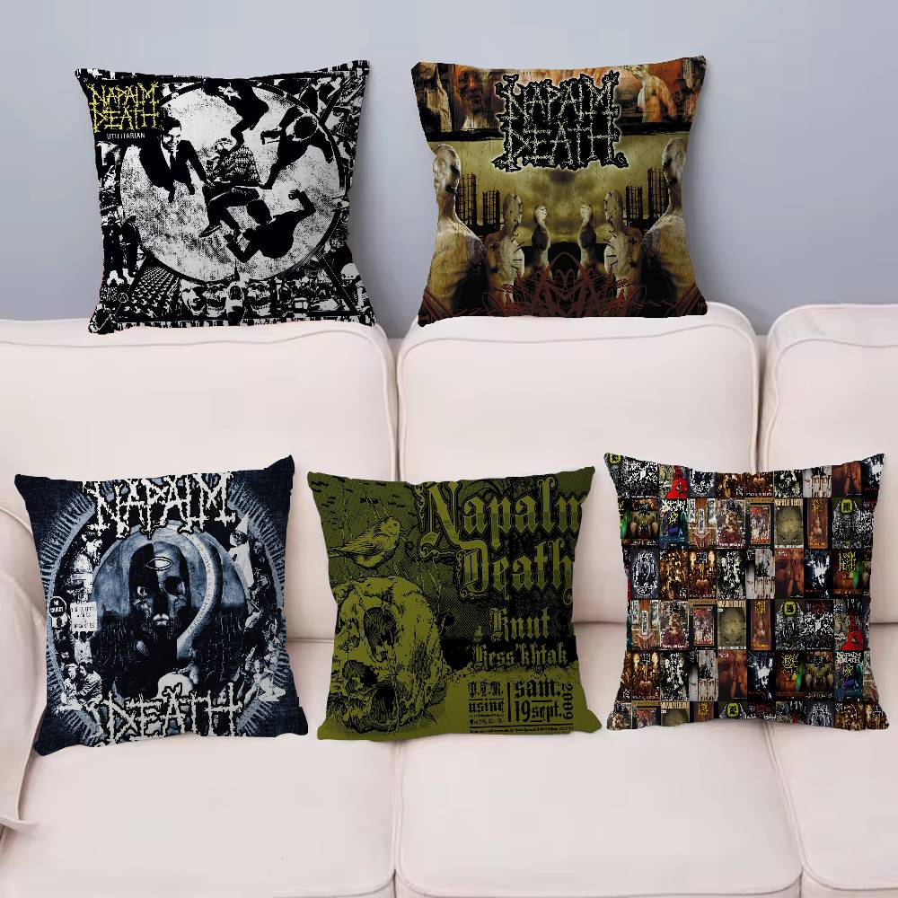 Heavy Rock Band-Napalms-Deaths Pillow Covers Cartoon Sofa Decorative Home Double-sided Printing Short Plush Cute Cushion Cover