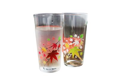 As Marumo Takagi Pottery Cool Autumn Leaves Tumbler Glass Pair Set Tumbler Glass Pair Autumn Leaves Wedding Gift Midyear Gift Change with Temperature