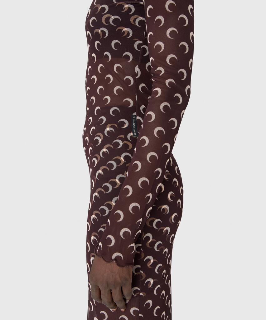 Marine Serre (W) Recycled Moon Mesh Long Dress Brown