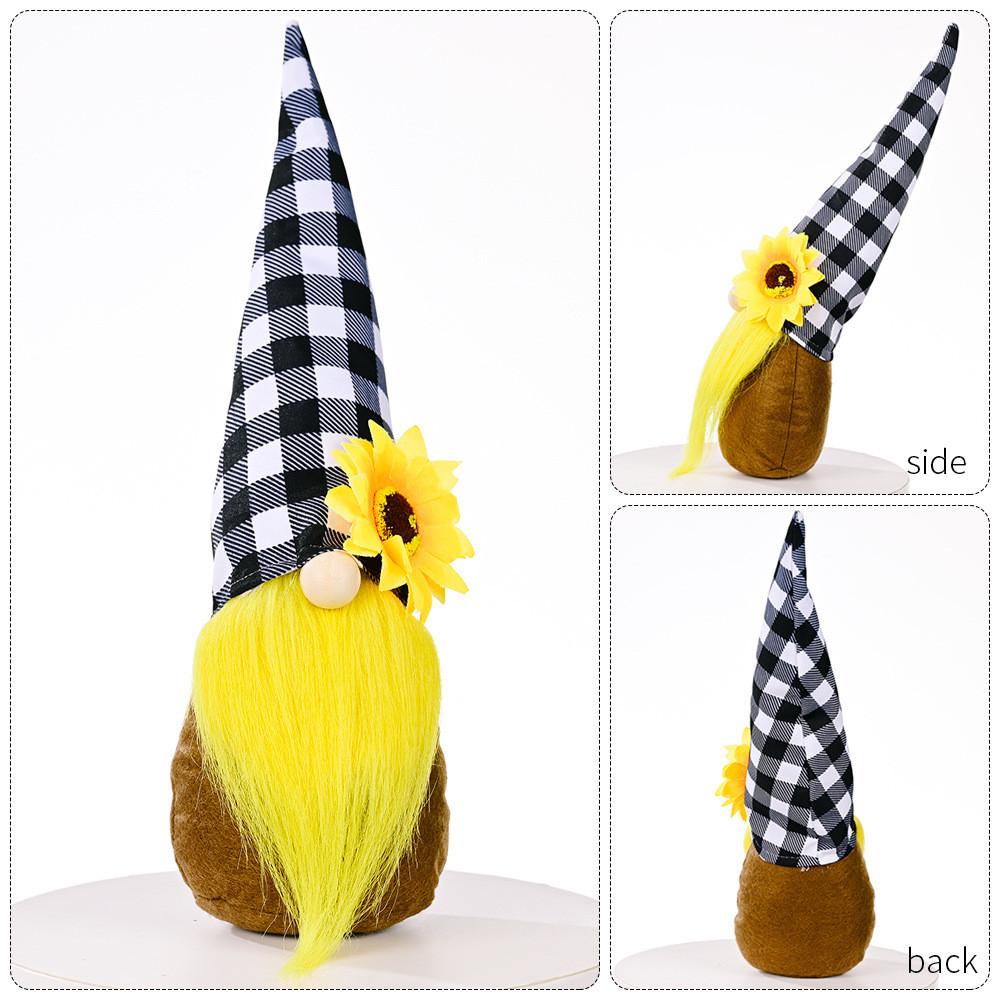 Sunflower No Whimsical Face Gnome Decoration In Yellow Floral Hat Ideal For Thanksgiving Christmas And