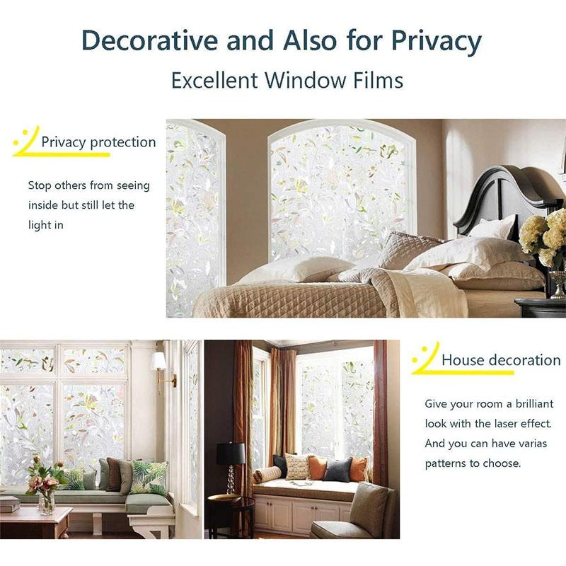 Dekorative Fensterfolie in Tulpenform, klebefreier Sichtschutzfilm, elektrostatische Adsorption, Wärmekontrolle, Anti-UV-Fensterdekoration