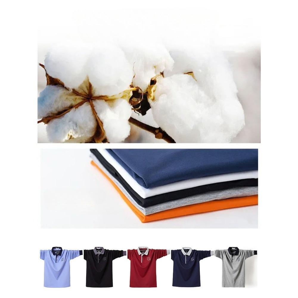 Men's Retro Color Block Long Sleeve Polo – Soft Touch Jersey Shirt with Contrast Cuffs & Vintage Logo – Smart Casual Business Wear