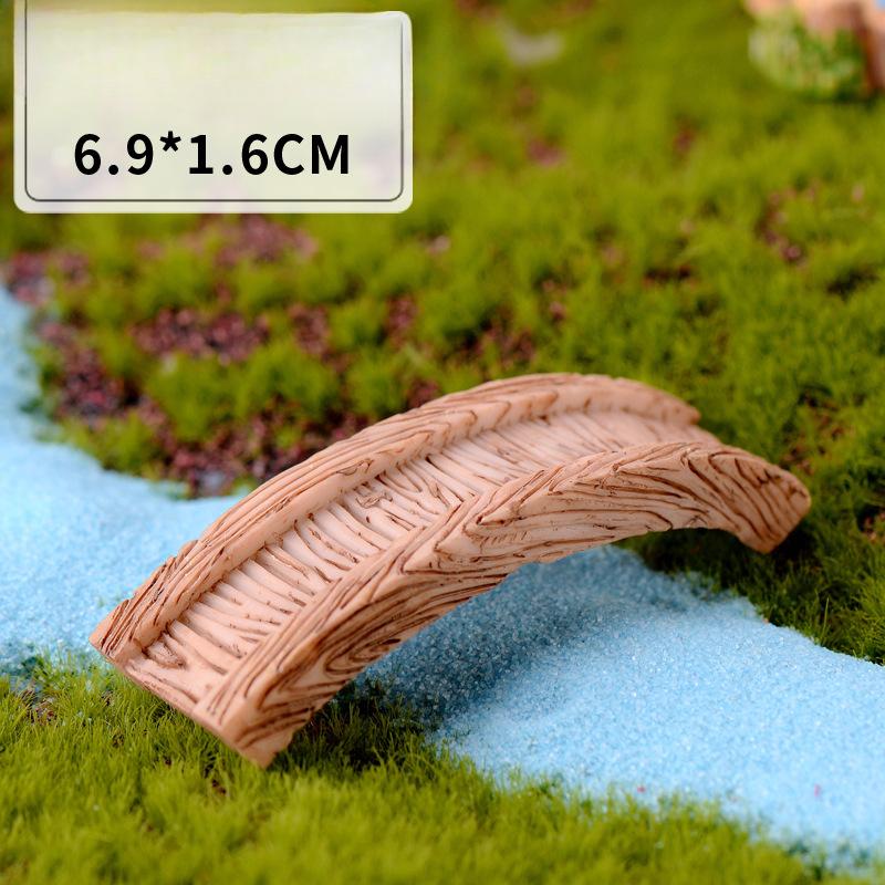 Micro-landscape Retro and Antique Resin Scene Ornaments West Lake Lighthouse Water Well Pool Small Bridge, Flowing Water, Grassland