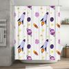 Space-themed shower curtain with rockets and planets bathroom decor for kids (60x72 inches)