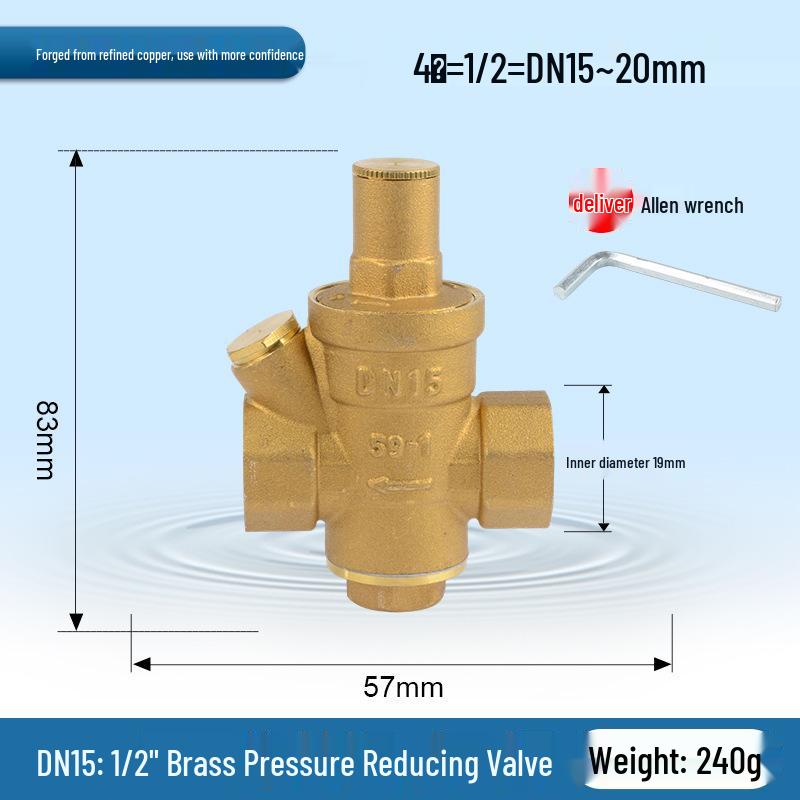Adjustable Brass Water Pressure Reducing Valve for Heaters & Purifiers