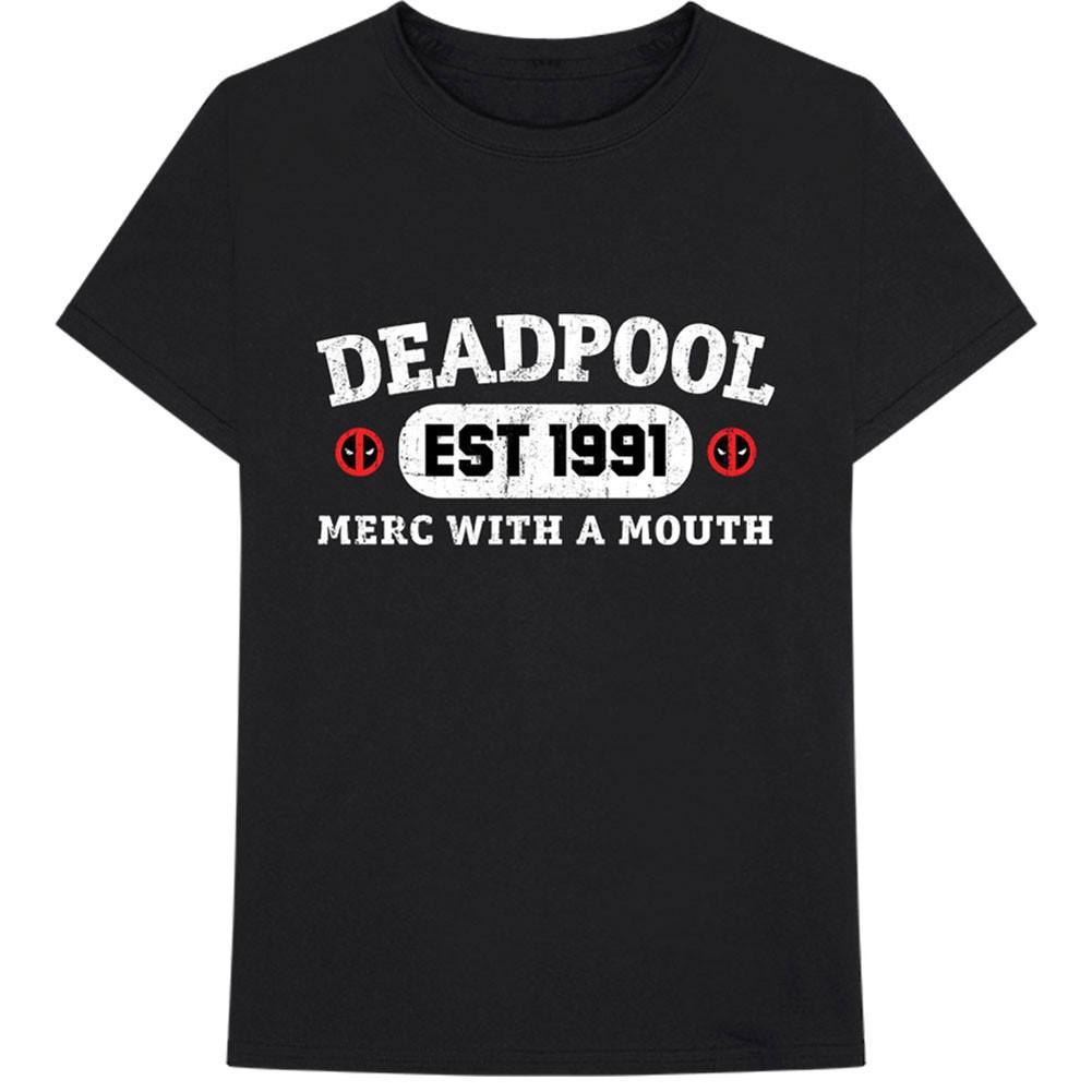 Men s Deadpool Marvel Comics Merc With A Mouth Slim Fit T-shirt Small Black XL