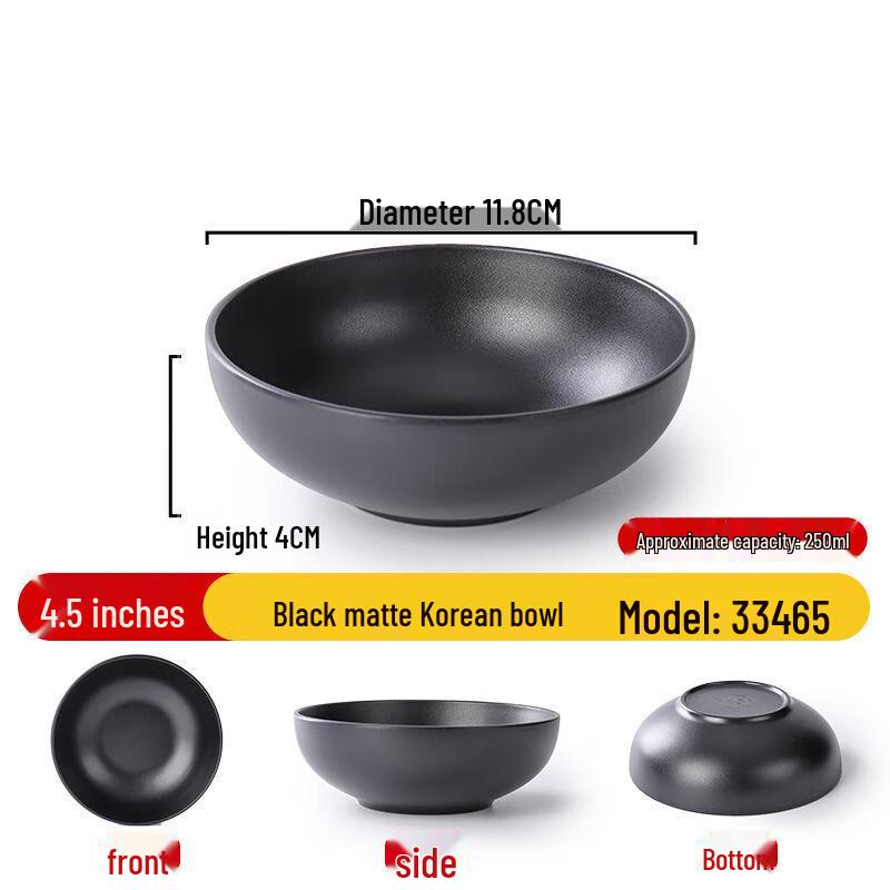 Jijun Black Matte Korean Style Melamine Bowls