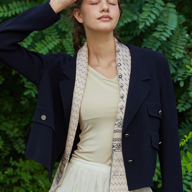 ANA MAISON Text from Ivory Long Petit Silk Scarf [PML-1427]