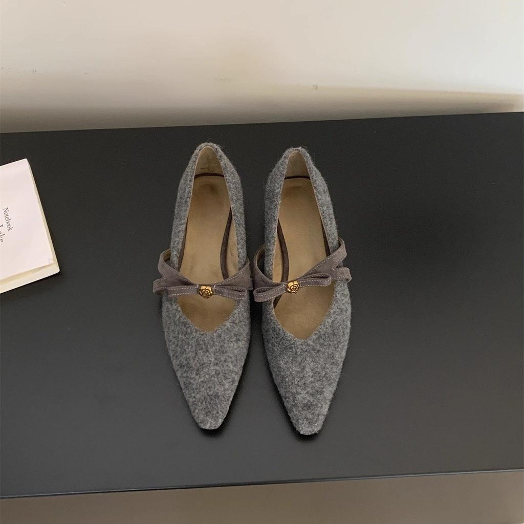 Französische Retro-Schleife Mary Jane Mao Mao Schuhe Damen Herbst und Winter dicker Absatz Temperament leichter Mund Single Shoes