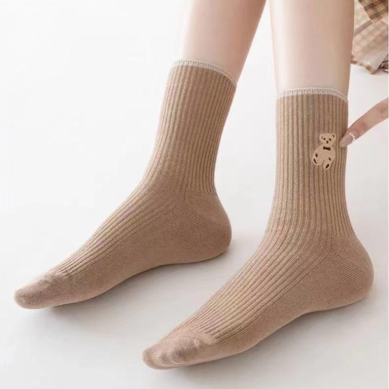 New Cute Bear Socks Women High Cotton Keep Warm Brown Winter Sock Fuffy Funny Lovely Cartoon Women Thermal Socks