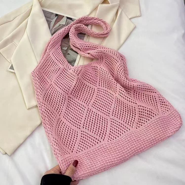 New women's hollow knitted handbag beach bag