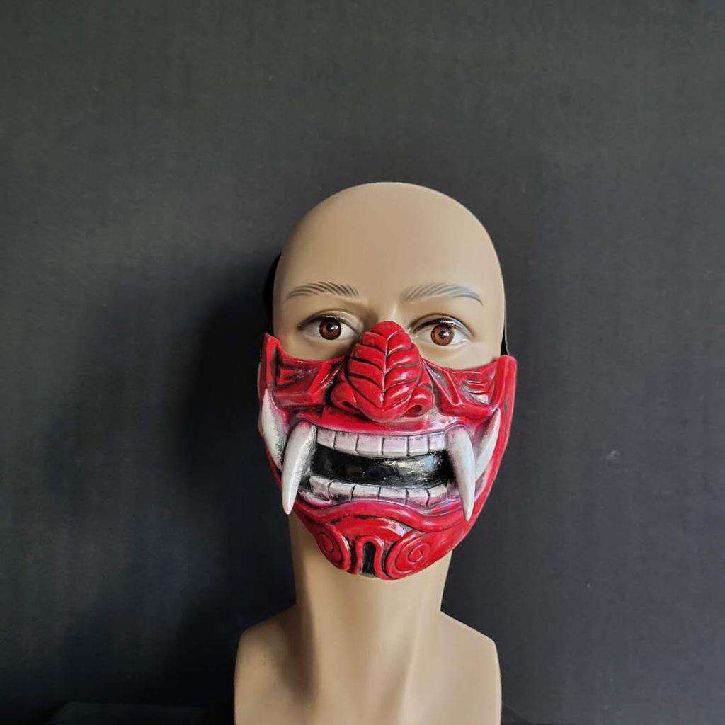 Natural Latex Hannya Half Face Mask Perfect For Halloween And Cosplay