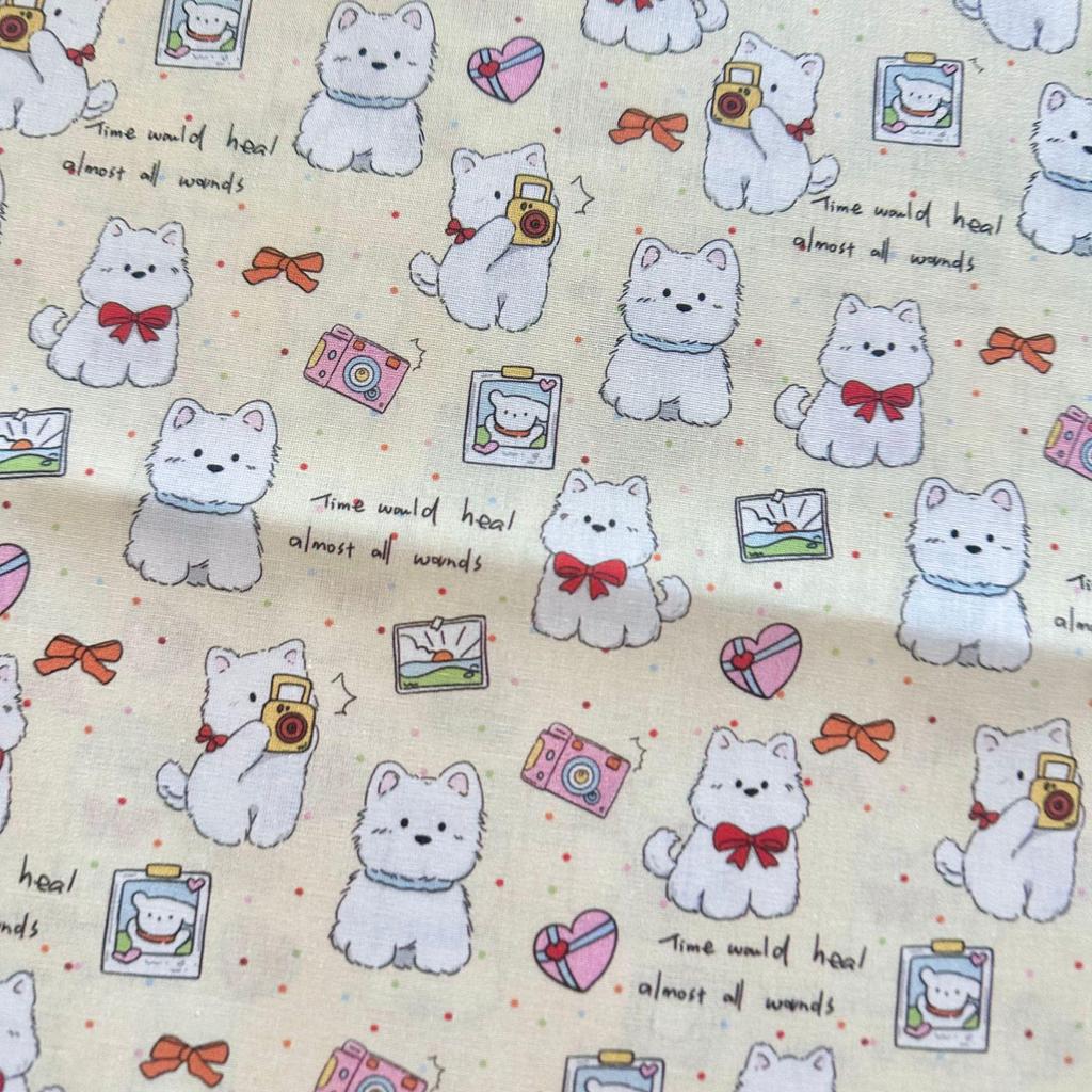 100% Cotton Digital Print Fabric: Korean Style Cartoon Animal & Floral Design for Women's, Children's Clothing & Homewear DIY