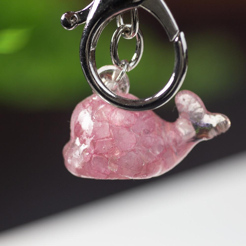 Animal Dolphin Keychain With Resin Encased Natural Crystal Decor Gift For Holidays